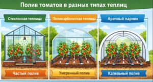 Полив томатов в теплице в зависимости от типа теплицы