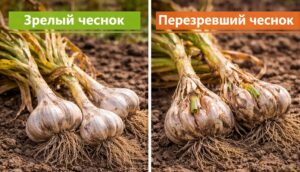 зрелый и перезревший чеснок